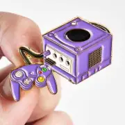 Gift for Gamer, Nintendo Game Cube Video Game System Enamel Pin badge Gold