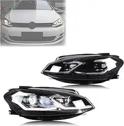 LED Headlights Compatible For Volkswagen VW Golf MK7.5 TSI TDI Variant Halogen 2017-2020 [not Fit GTI/GTD/Rline/MK7] Front Lamps Assembly