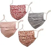 Touchstone Floral Fabric Adjustable filter pocket nose bridge double layer anti-pollution smog smoke cold cough protective cotton face mask reusable washable for men, women.
