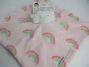 NWT Blankets & Beyond Pink And White Rainbow Cloud Baby Plush Security Blanket