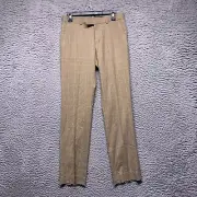 Nick Graham Pants Mens Tan Check 29 32 Flat Front Regular Fit