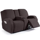 Stretch Loveseat Recliner Covers with Console 4-Pieces Recliner Sofa Covers w...