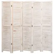 vidaXL Solid Paulownia Wood 5-Panel Room Divider 175x165cm Panel Room Screen