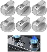 6 Pcs Metal Gas Stove Knobs, Knob for Gas Cooker and Electric Stove, Universal Silver ​Fuel Equipment Knob for Oven Cooktop, Comfortable Induction Cooker Stop Tools (Handle Style)