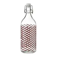 在飛比找IKEA優惠-IKEA 附蓋水瓶, 透明玻璃 條紋/粉灰色, 1 公升