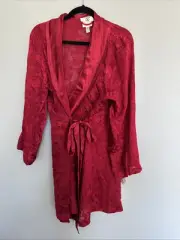 VALENTINO INTIMO VINTAGE Night NOS Neiman Marcus Robe SILK Women Red Medium 90s