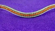 Top Five Row Horse Brow Band Orange And White Crystal Diamond