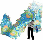 Fitness Dragon Folk Dance Shows Prop Feather Pattern 3D Dragon Head Ribbon Streamer with Swing Rope Combo Dance Streamer