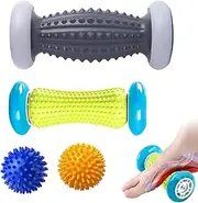 GIOD 4-Piece Foot Massage Set - 2 Rollers (20cm) & 2 Massage Balls (7.5cm) for Plantar Fasciitis Relief, Physiotherapy Ball Massager