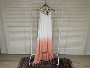 Orange tie dye dipped dress Caroline Morgan