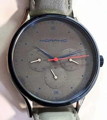 Morphic Men's Watch Gray Dial and Strap 24hr Date Day Subdials NIB