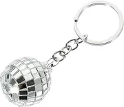 Holibanna Disco Lens Ball Keychain Ornament - Compact Silver Decorative Bag Pendant for Car Mirror Hanging Decor - Zinc Alloy