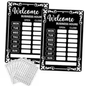 2Pcs Business hours sign Open hours signs for business Changeable store black