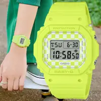 在飛比找ETMall東森購物網優惠-CASIO BABY-G 格子旗圖案 街頭時尚電子腕錶-黃色