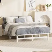 Oikiture Wooden Bed Frame Base Platform Solid Pine Timber White (Single,King Single,Double,Queen,King)