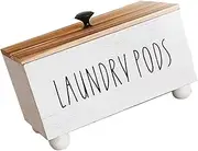 SiaBiced Rustic Wooden Dispenser Box for Tampons, Bathroom Organizer with Lid, White