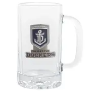 Fremantle Dockers AFL Metal Badge Handled Glass Stein 500mls