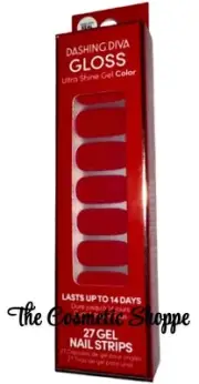 Dashing Diva Gloss Ultra Shine Gel Very Cherry Solid Red Nail Strips x1