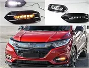 2PCS LED Daytime Running Light Compatible with Hyundai HRV HR-V Vezel 2019 Yellow Turn Signal Function 12V Car DRL Fog Lamp Decoration(Only White)