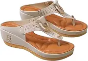 [heejung] Orthopedic Sandals for Women Wide Width, Women Wedge Flip Flops Sandals with Arch Support Summer Comfortable Women Wedge Sandals Peep Toe Slip on Platform Shoes