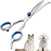 Dog grooming scissors, pet scissors, curved grooming scissors, hair scissors, grooming scissors for dogs and cats with round safety tip, stainless steel grooming scissors for dogs, cats and other