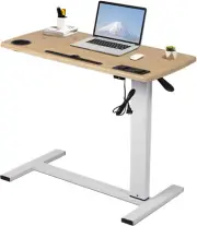 Mobile Standing Desk, Gas Lift Bedside Table with USB Charge,Medical Adjustable