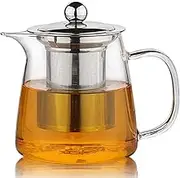 Moyishi Perfect Clear Glass Teapot with Stainless Steel Infuser & Lid, Pyrex Glass Teapots Stovetop Safe 600ml