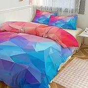 GHBNK Quilt Set 3-Piece - Ultra-Soft Thickened Bedding Set, Gradient Square Bedspread + 2 Pillowcases, Lightweight Double-Sided Quilt Cover for Home/Hotel/Gifts 102"x90"