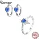 Bamoer S925 獨特設計蛋白石星形戒指和耳環時尚女式首飾禮物