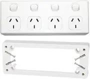 5 Pack x Quad PowerPoint 10A 250v & Mounting Block to Suit 4 Gang GPO Socket
