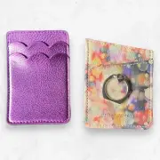 Betsey Johnson Stick On Phone Ring Wallet Holder Floral & Purple Wallet Holder