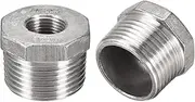 uxcell Hex Bushing, 1 PT Male to 3/8 PT Female 304 Stainless Steel Pipe Fitting r Adapter, Pack of 2
