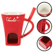 Chocolate Melting Oven Fondue Pot Cup with Fork Mini Hot Heater