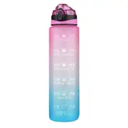 1L Water Bottle Motivational Drink Flask With Time Markings BPA Free Pink Blue