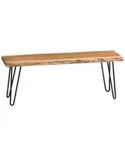 Alaterre Hairpin Natural Live Edge Wood with Metal 48in Bench