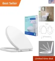 Quiet Close Round Toilet Seat with Quick Release - Easy Cleanup, White