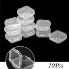 10pcs Mini Transparent Storage Box Jewelry Earplugs Trinket Bead Case Containers