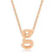 Rose Gold Plated Brass Small Lowercase Letter G Initial 18+2" Necklace
