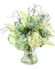 Creative Displays Hydrangea, Lamb's Ear & Vine in a Glass Vase with Acrylic Water