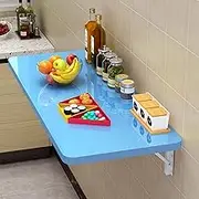 Blue Folding Wall Mounted Drop Leaf Table for Small Spaces Heavy Duty Wall Desk for Kitchen Laundry Room Restaurant 60x30cm/24x12 Size