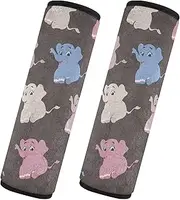Car Seat Belt Pads 2 Pcs Soft Unique Car Safety Seat Belt Strap Shoulder Pad Backpack Shoulder Strap Pad Cover Car Accessories for Adults Child Kids S Colorful Elephant Cartoon
