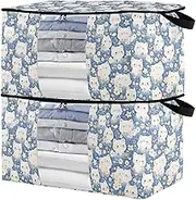 sanluoli 60L 2 Pack Shoe Organizer Under Bed with Reinforced Handles, clear window Closet Organizer Storage Box