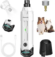 Rimposky Dog Nail Grinder Rechargeable, 6-Speed Pet Nail Grinder with 2 LED Lights for Large Medium Small Dogs/Cats, Professional 12000RPM 3 Grinding Ports Electric Dog Nail Trimmer Grooming Tool