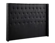 Foret Bed Head King Size Headboard Bedhead Frame Base Stud Tufted Fabric Black
