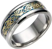 [Generic] Spoon Rings for Women Ring With Silver Titanium Dragon Dragon Stainless Golden Steel Ring Steel Rings Stacked Ring