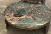 Amazonite Round Coffee Table, Granite Marble Stone Hallway Center Table Decor