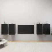NNEVL TV Cabinets 4 pcs High Gloss Black 30.5x30x60 cm Chipboard