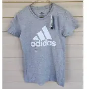 NWT NEW Adidas Amplifier Adidas Logo Grey / White Tee Women's XS Over Sized