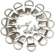 H & S 200 x D Rings Picture Photo Frame Hanging Hooks Hangers Canvas Hook Wall Bracket Hanger with Screws Stainless Steel Silver Small