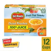 DEL MONTE Diced Peaches Fruit Cups in 100% Juice, 12-Pack (4 oz Each)